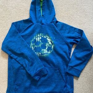 Boy's Tek Gear WarmTek Blue and Green Soccer Hooded Sweatshirt Size XL 18/20